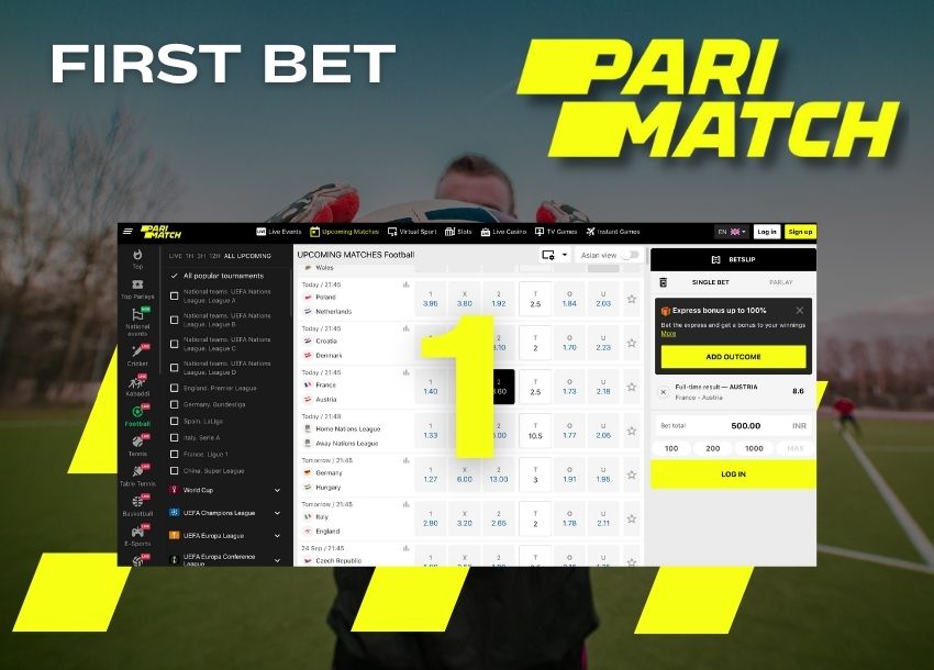 About first bet at Parimatch sports betting site and casino